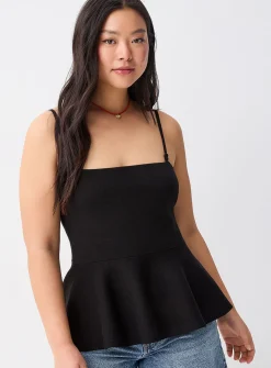 Thin-knit peplum cami