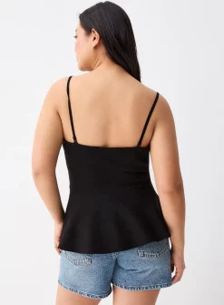 Thin-knit peplum cami