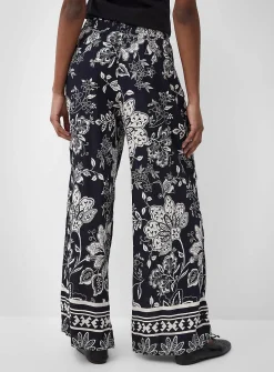 Tie ribbons printed wide-leg pant