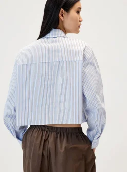 Tie-neck cropped poplin shirt