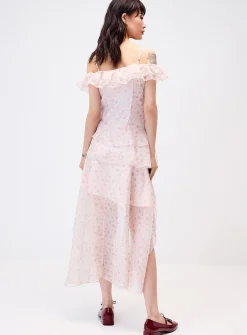 Tiered airy chiffon ruffle dress