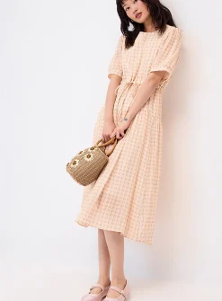 Tiered checkered maxi dress