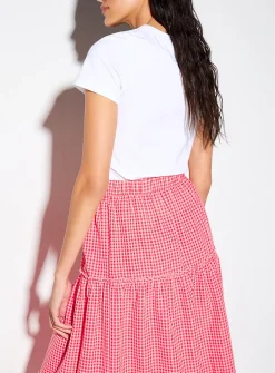 Tiered gingham maxi skirt