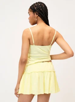 Tiered linen blend miniskirt