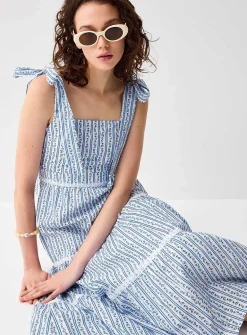 Tiered poplin maxi dress