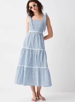 Tiered poplin maxi dress