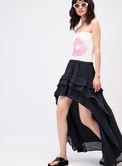 Tiered ruffle maxi skirt