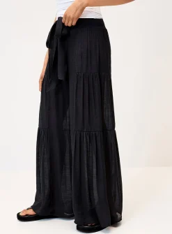 Tiered smocked-waist pant