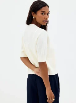 Tone-on-tone embroidery open cardigan