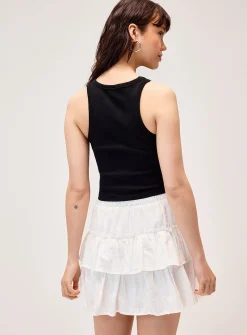 Tone-on-tone polkadots tiered miniskirt