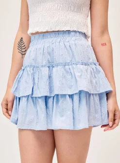 Tone-on-tone polkadots tiered miniskirt