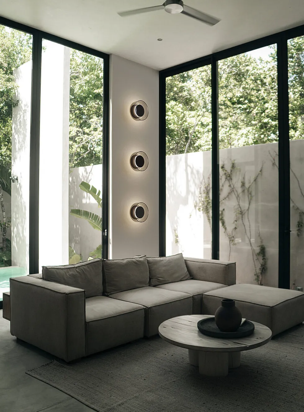 Totem smoky glass black wall sconce