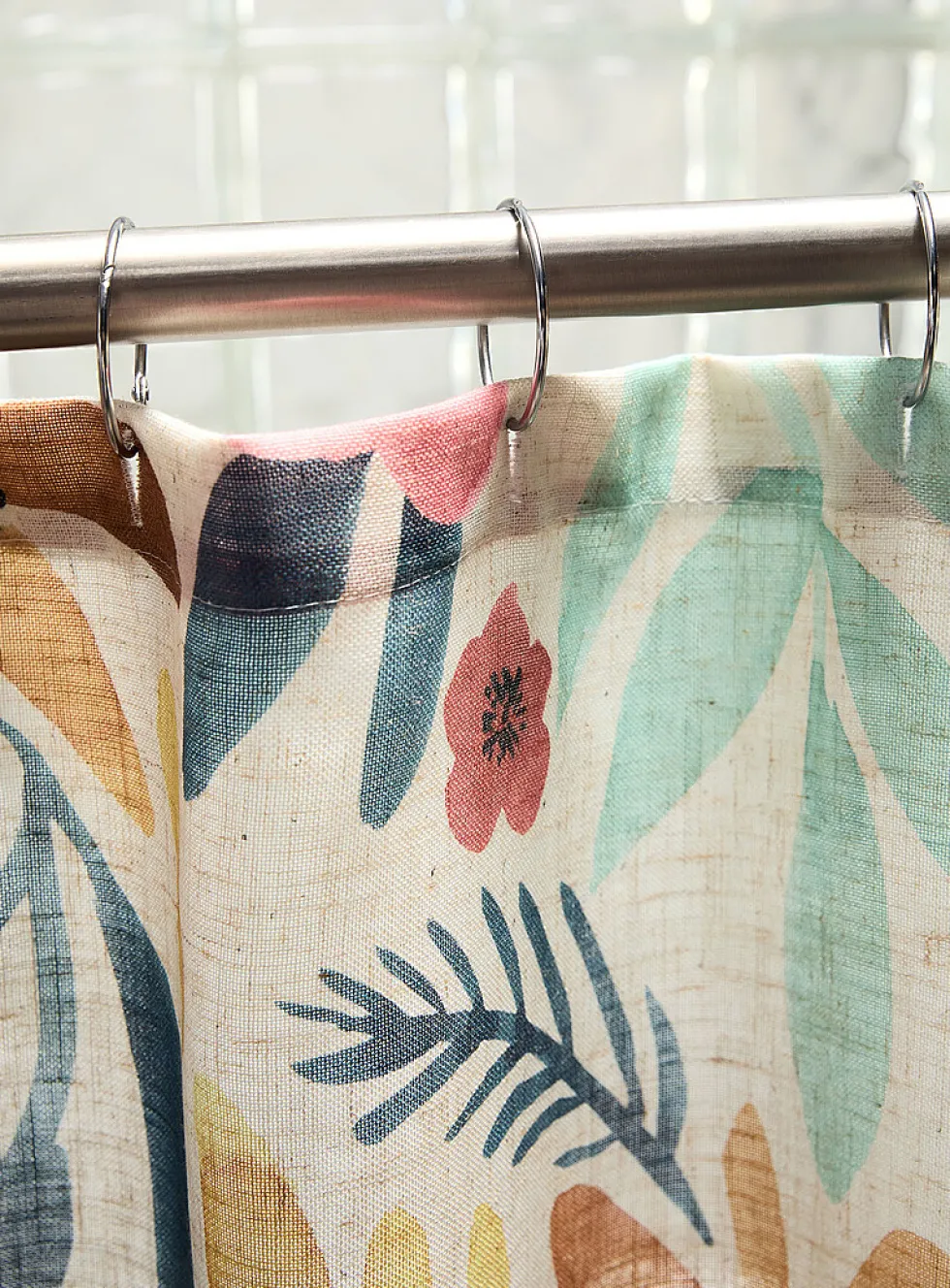 Touch of linen summer blooms shower curtain