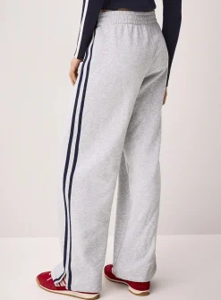 Track stripe wide-leg sweatpant