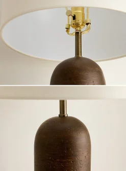 Travertine-effect base table lamps
