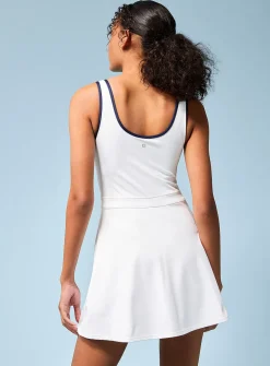 Trimmed-neckline flared sports dress