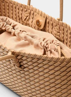 Tubular handle braided baguette bag