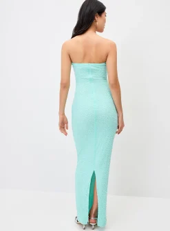 Turquoise beads maxi tube dress