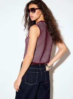 Two-tone rib-knit cropped cami