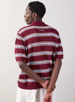 Two-tone stripe piqué polo