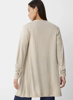 Ultra-fine knit long open cardigan