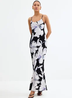 Valentina night garden satiny dress