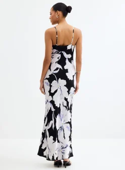 Valentina night garden satiny dress