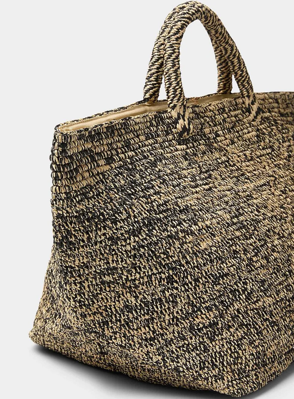Vanilla crocheted raffia tote bag