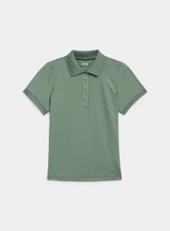 Velvety feel ribbed-trim golf polo