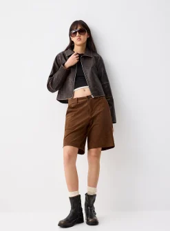 Vintage-style faux-leather coat