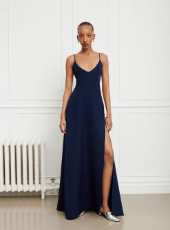 Vivian lace-up back side-slit maxi dress