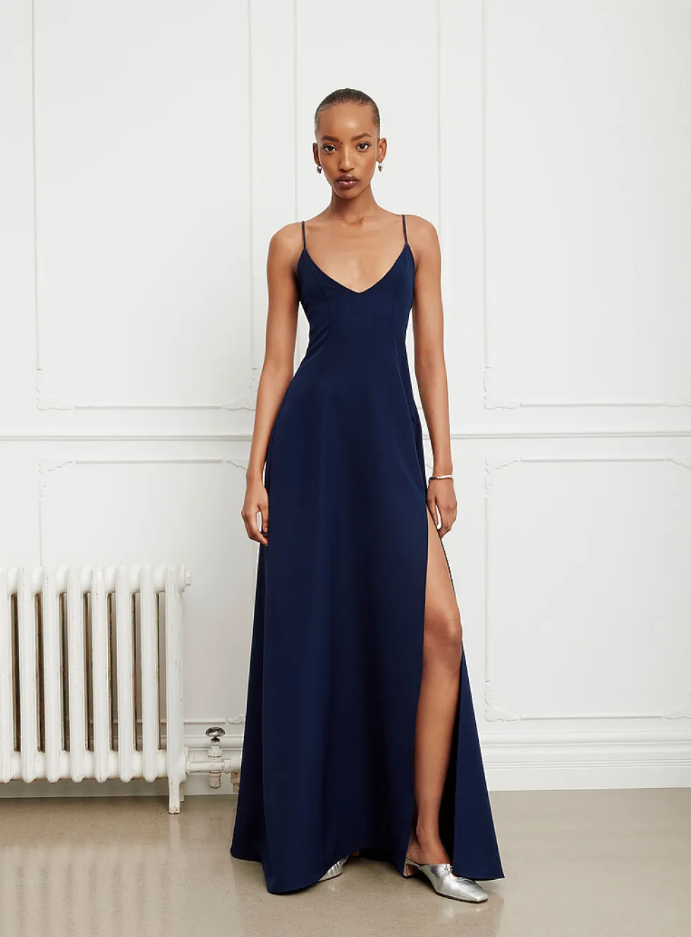 Vivian lace-up back side-slit maxi dress