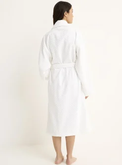 Waffled checkers long bathrobe