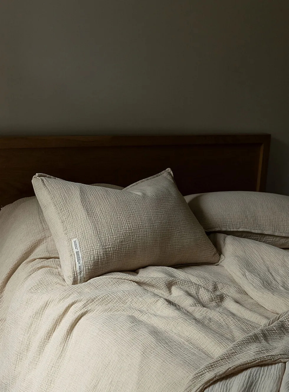 Waffled cotton and linen duvet cover set