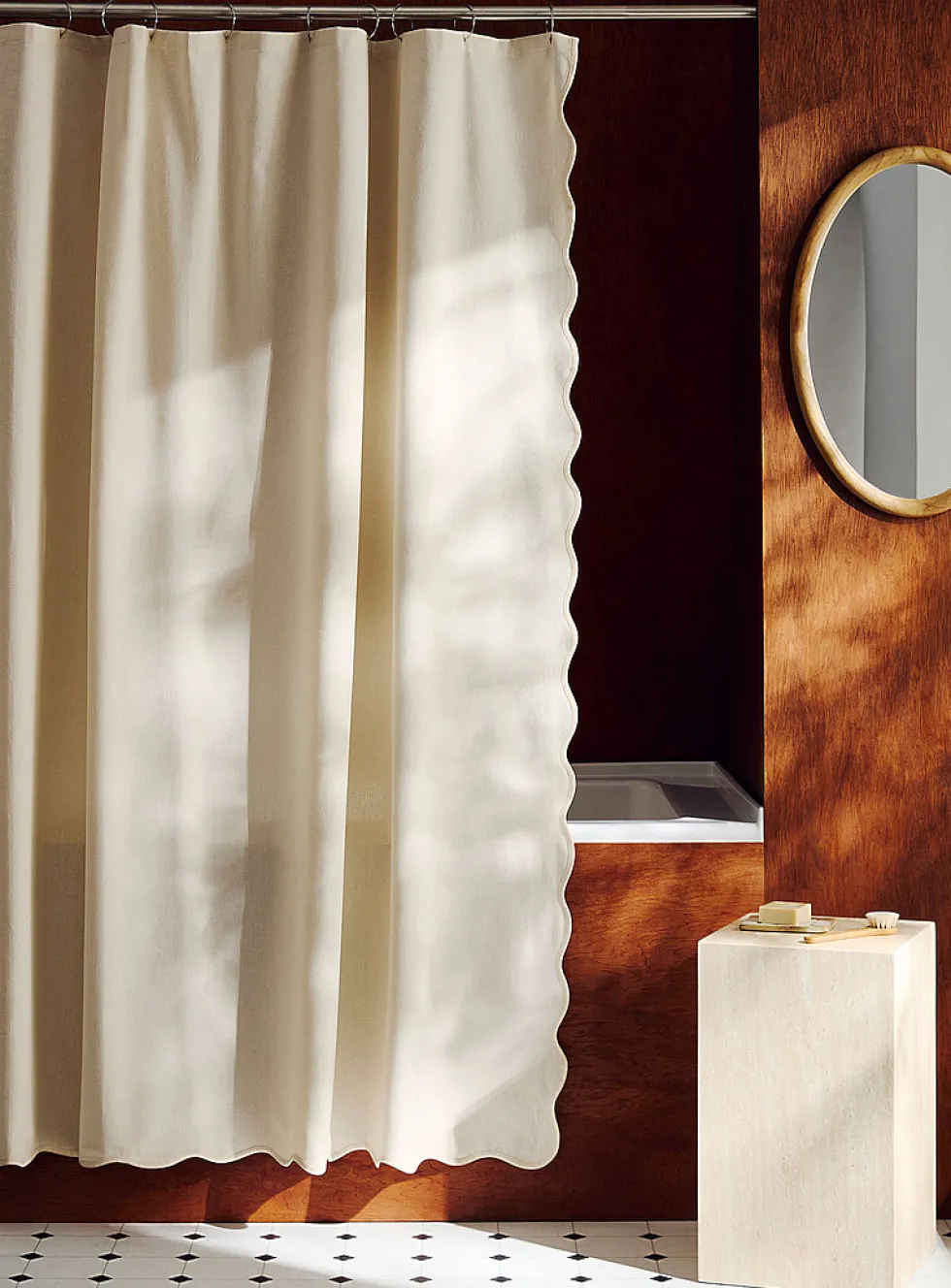 Wavy edge shower curtain