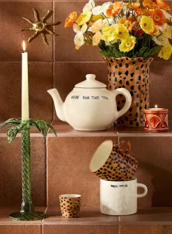 Wavy trim leopard print vase