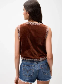 Western flowers velvet vest