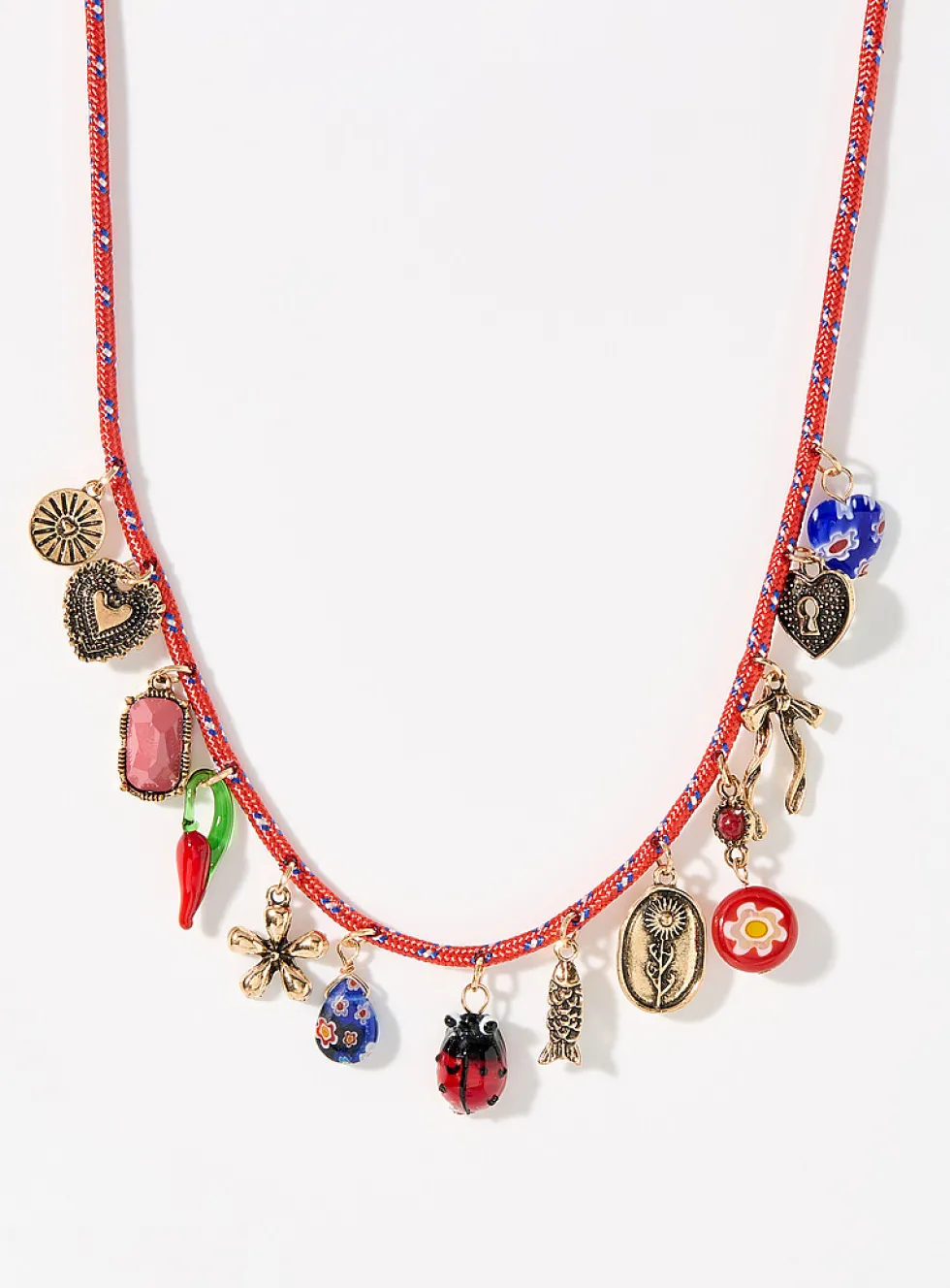 Whimsical charm cord necklace