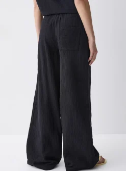 Wide-leg organic cotton gauze pant