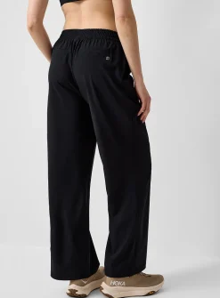 Wide-leg stretch weave pant