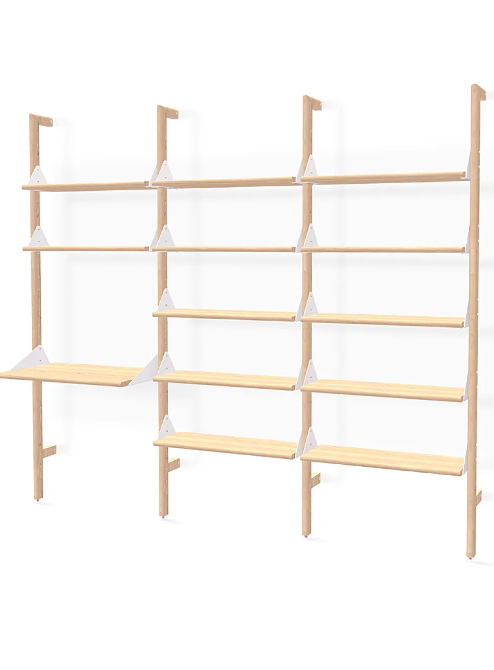 Wood and metal triple shelf with desktop