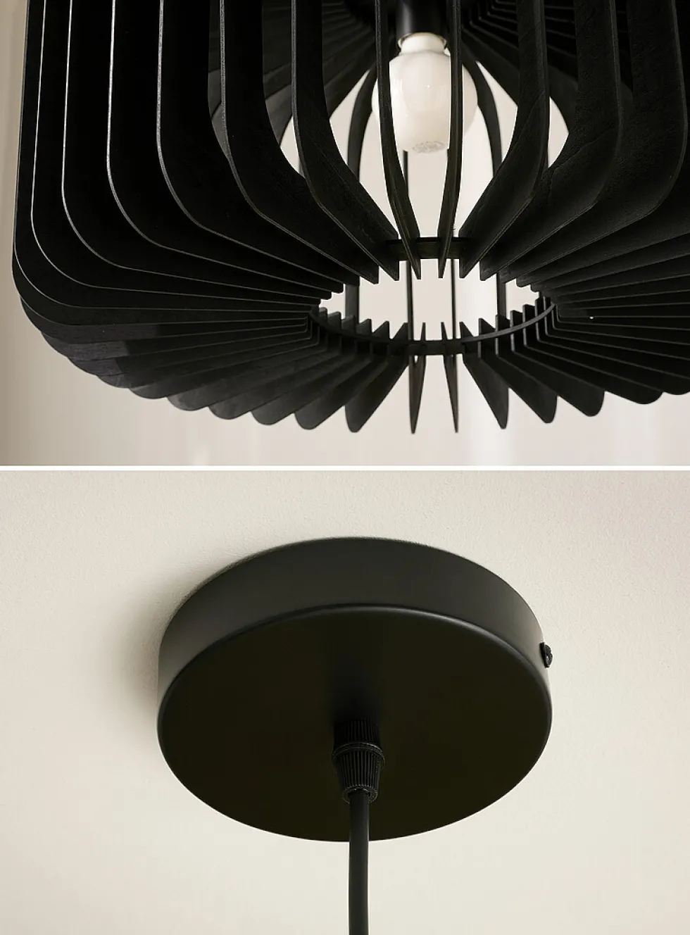 Wood slat hanging lamp