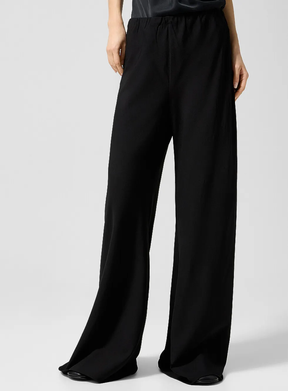 Wool-silk blend wide-leg pant