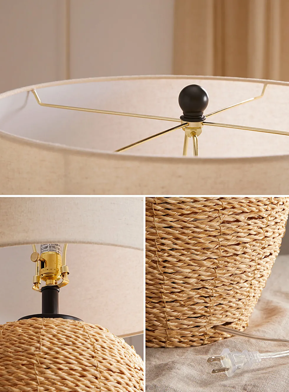 Woven rattan table lamp
