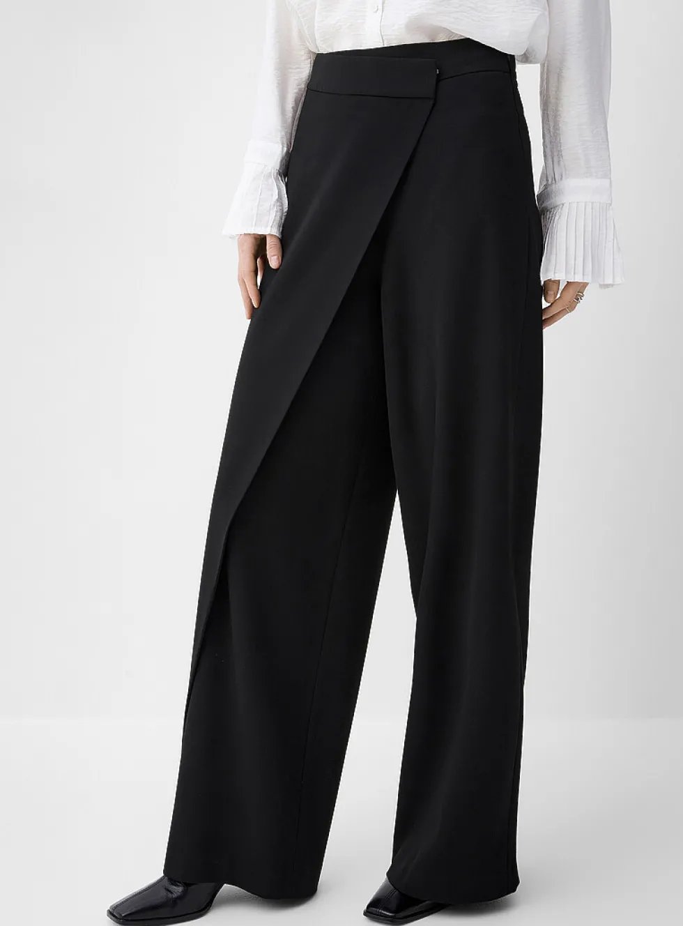 Wrap-style wide-leg pant