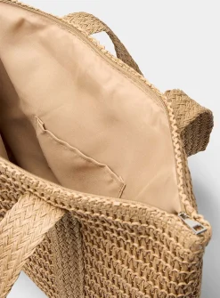 XL braided straw tassel-charm tote bag