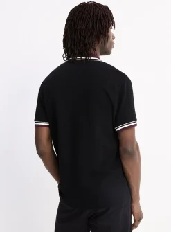 Zipped polo-collar waffled jersey cardigan