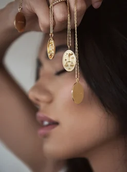 Zodiac sign gold pendant necklace