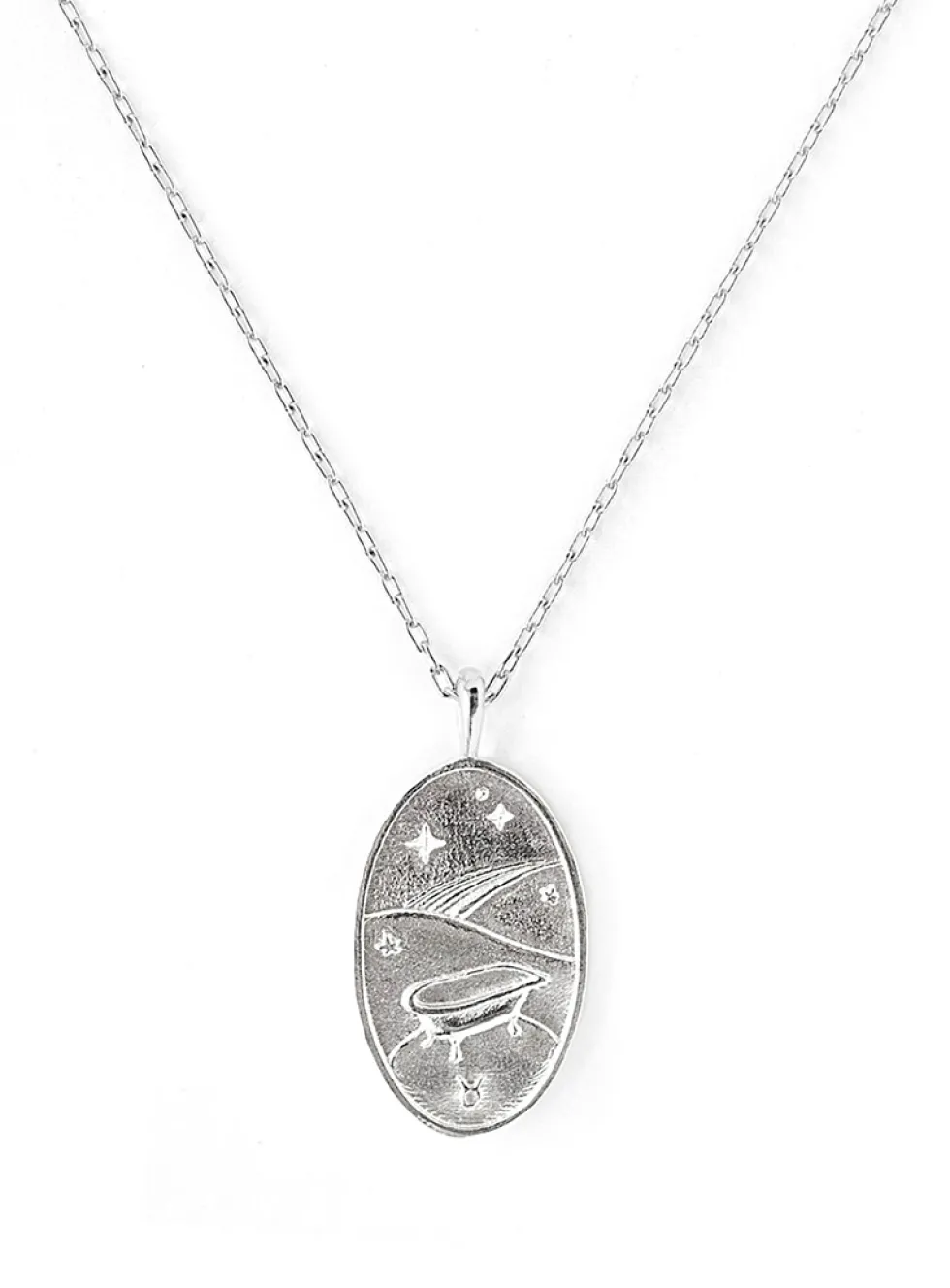 Zodiac sign silver pendant necklace